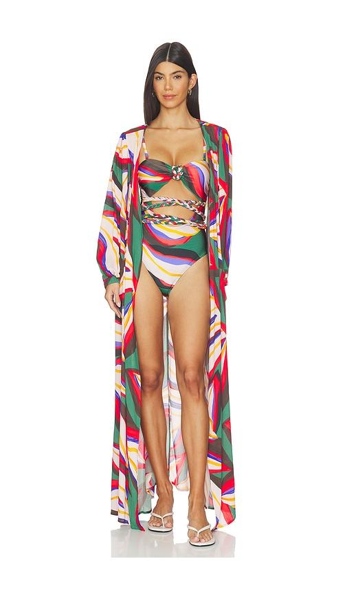 villa fresca serena cover-up style dress in red. - size l/xl (also in s/m)