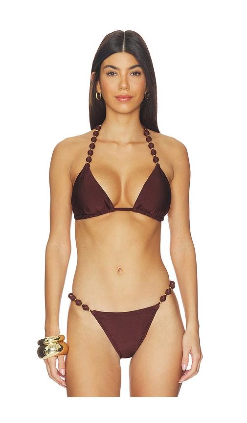 villa fresca sole triangle bikini top in chocolate. - size m (also in s, xs)