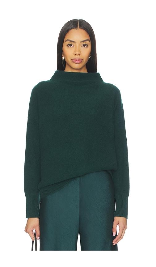 vince boiled funnel neck pullover in dark green. - size l (also in xs)