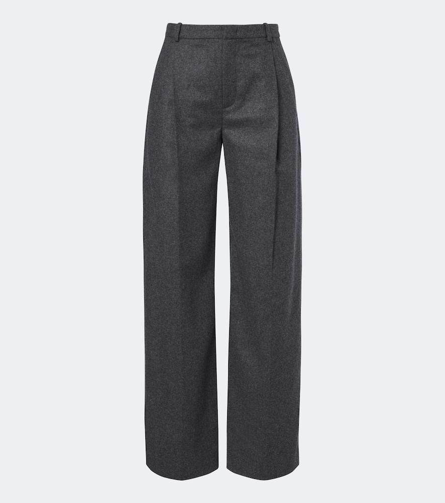 vince camille wool-blend flannel wide-leg pants