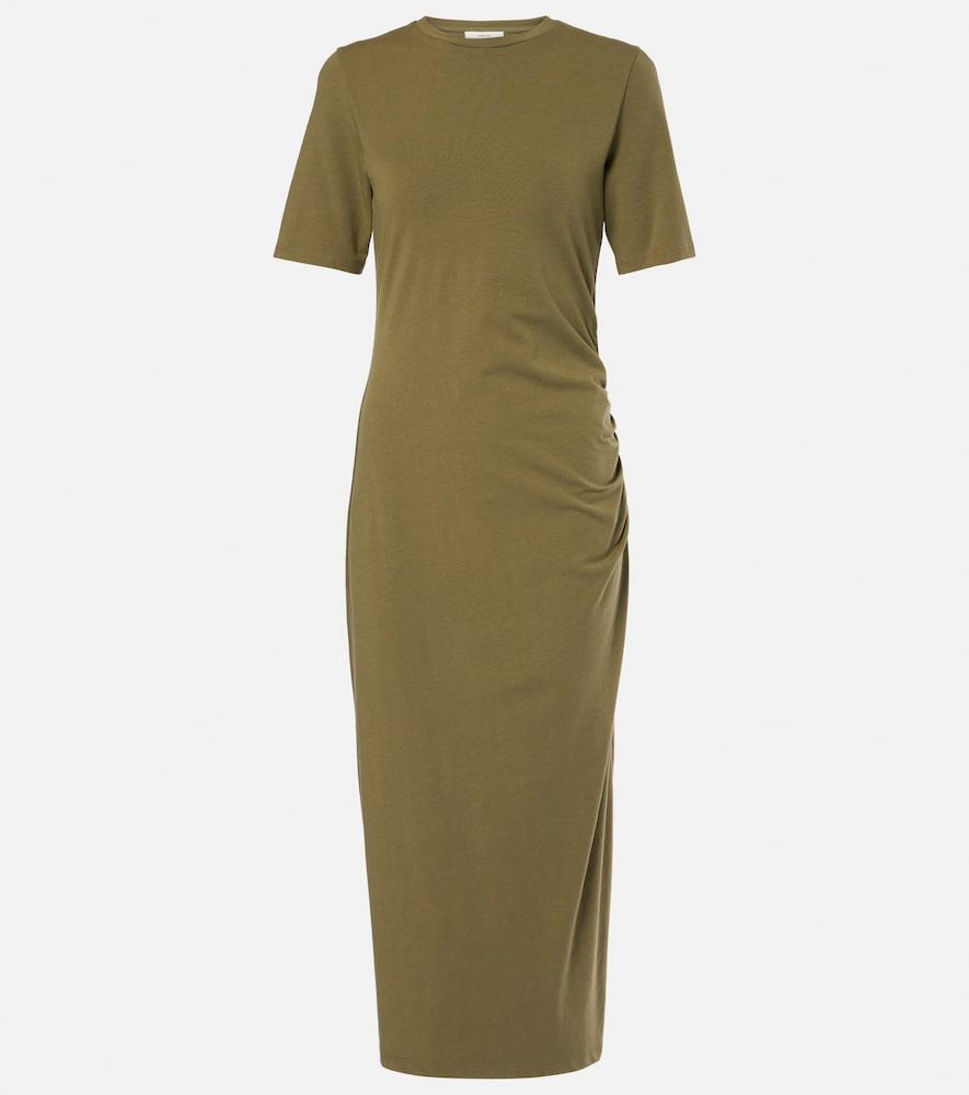 vince cotton-blend jersey midi dress