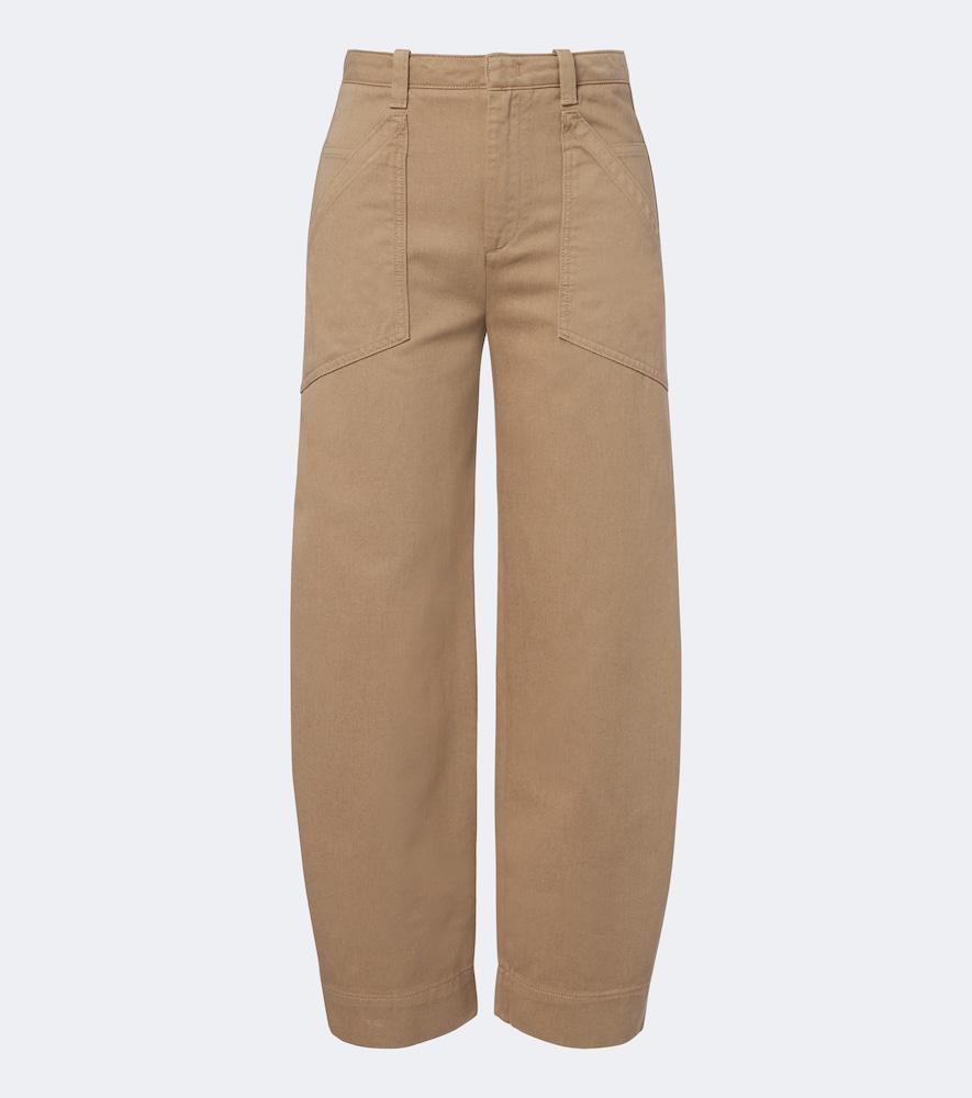 vince cropped cotton twill barrel-leg pants
