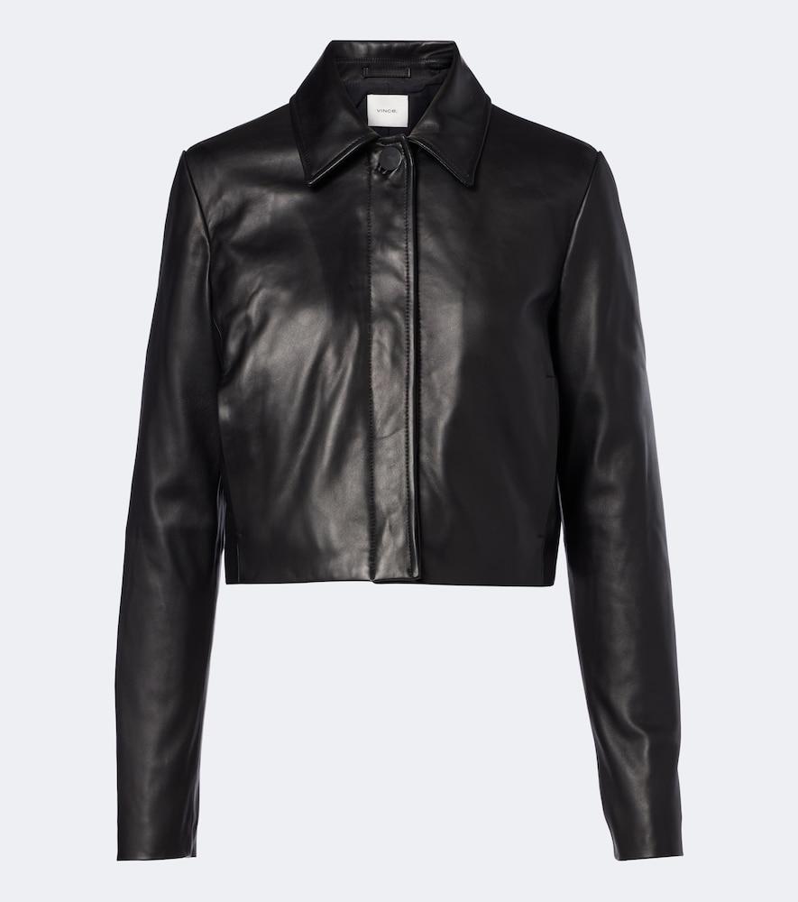 vince cropped leather jacket