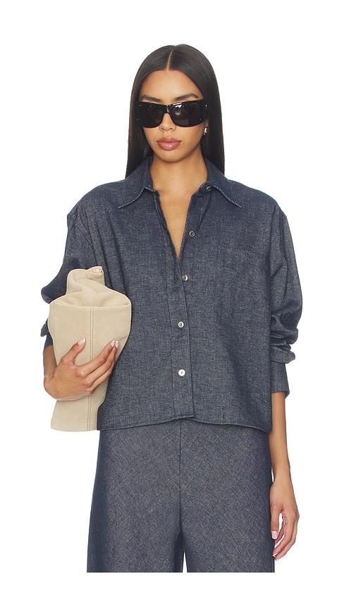 vince cropped long sleeve shirt in navy. - size l (also in m, s)
