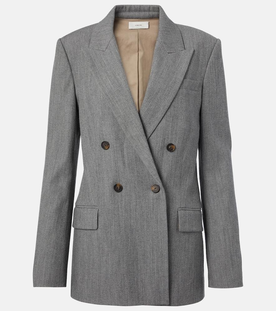 vince double-breasted wool-blend twill blazer