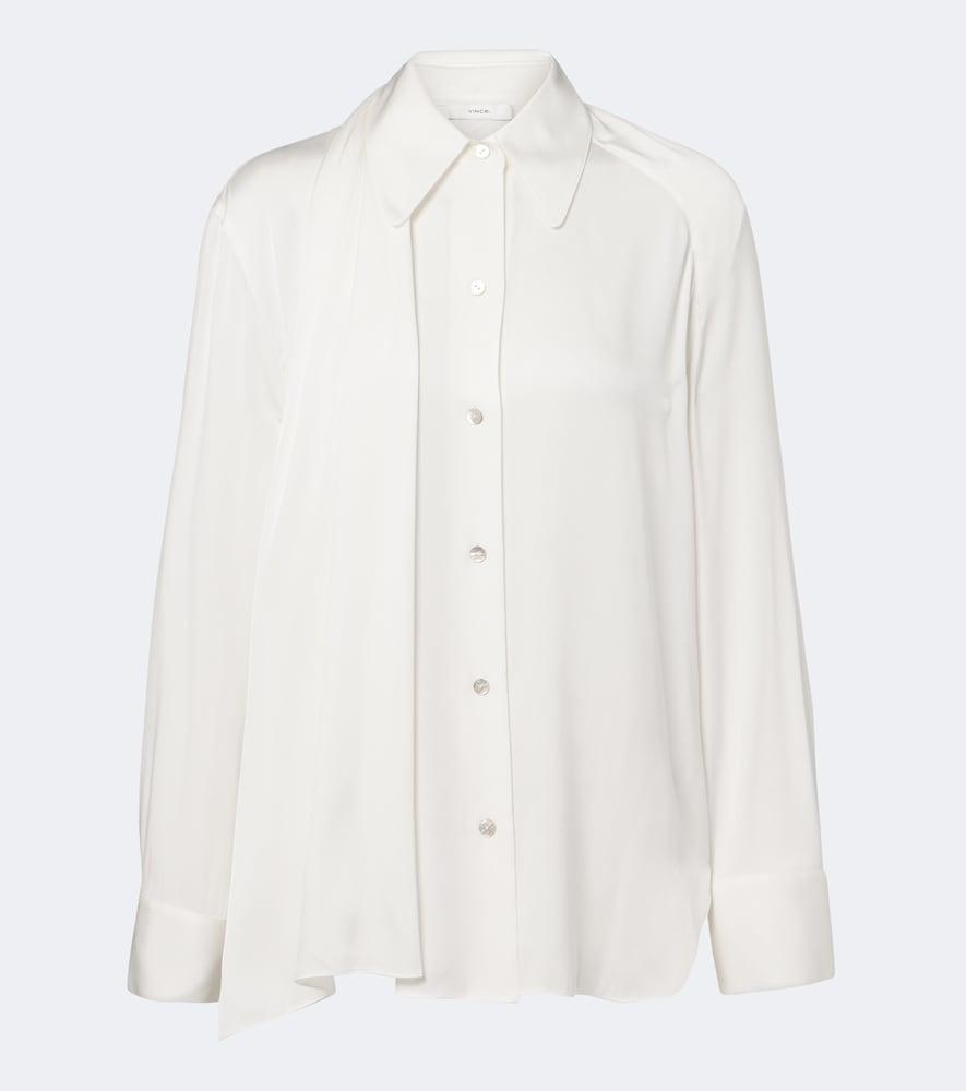 vince draped silk-blend satin blouse