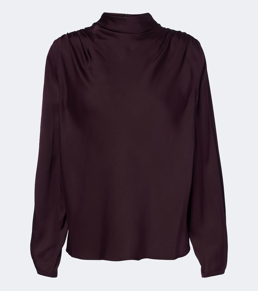 vince draped silk-blend top