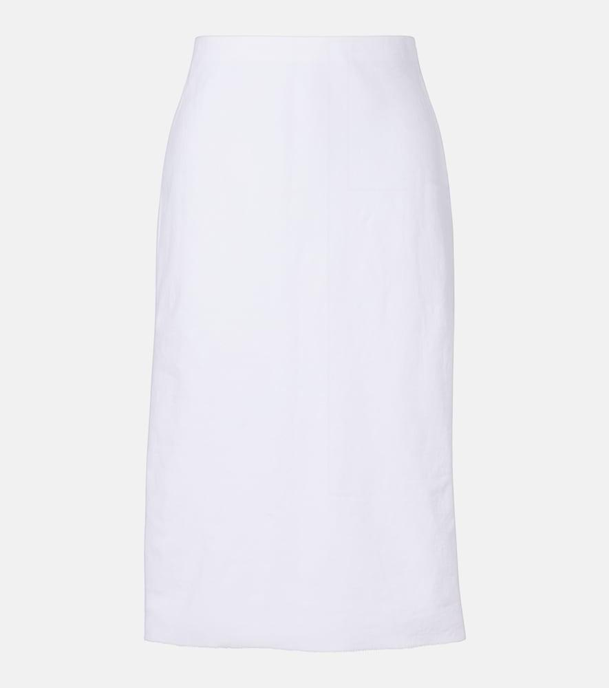 vince easy linen-blend midi skirt