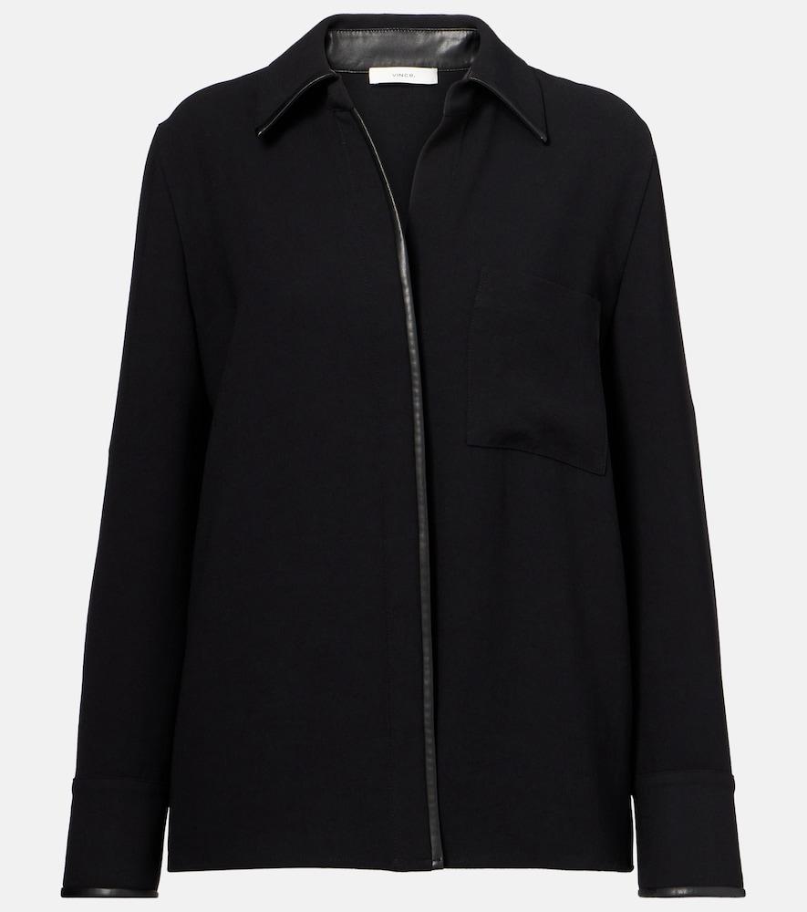 vince faux leather-trimmed shirt