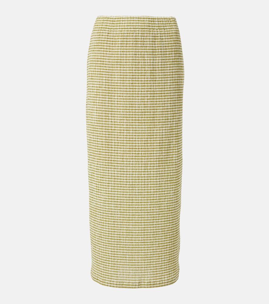 vince gingham midi skirt