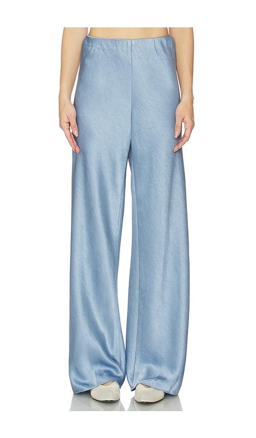 vince high waist fluid satin bias pant in baby blue. - size s (also in xs)