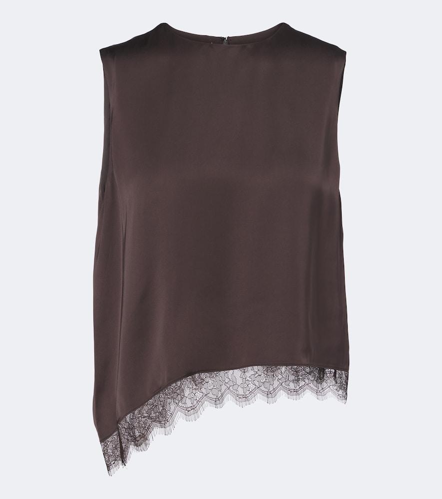 vince lace-trimmed satin top