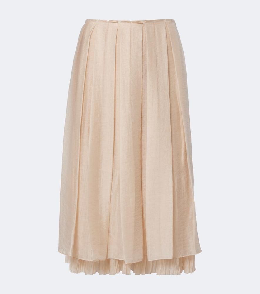 vince layered pleated midi skirt