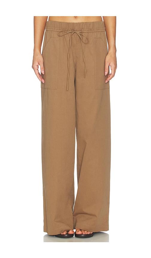 vince mid rise cotton drawstring pant in tan. - size m (also in xs, s)