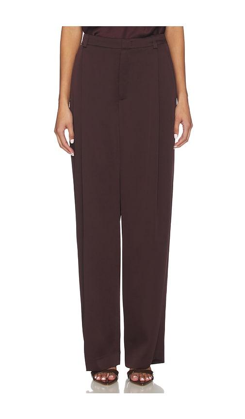 vince mid rise wide leg pleated trouser in purple. - size 2 (also in 8)
