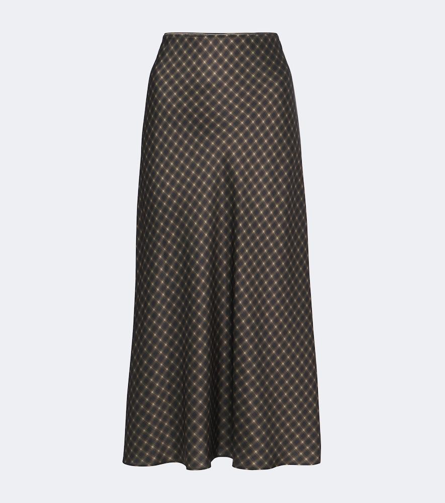 vince plaid satin slip skirt