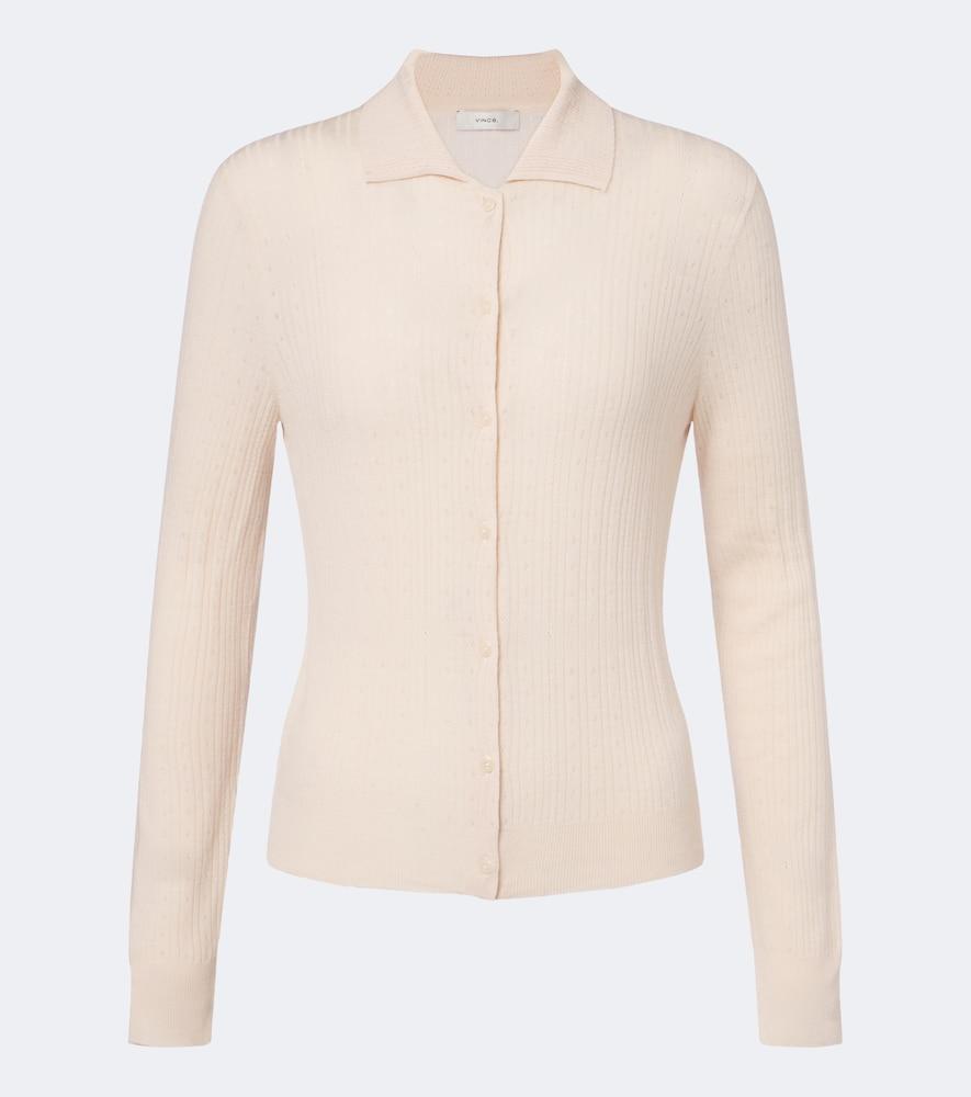 vince pointelle wool cardigan