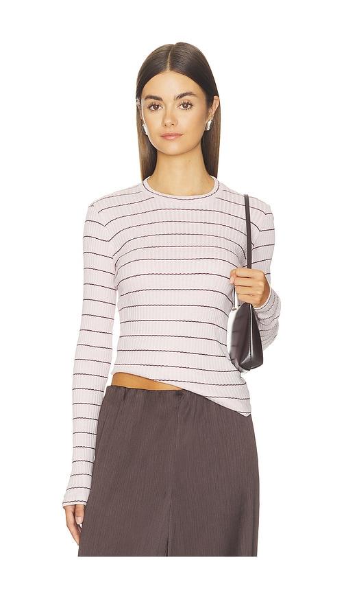 vince rib stripe long sleeve crew in multi. - size l (also in m, s, xs)