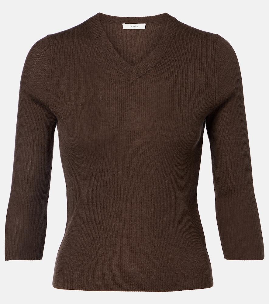 vince ribbed-knit cashmere and silk sweater