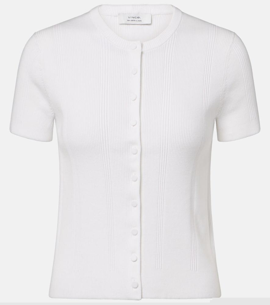 vince ribbed-knit cotton-blend cardigan