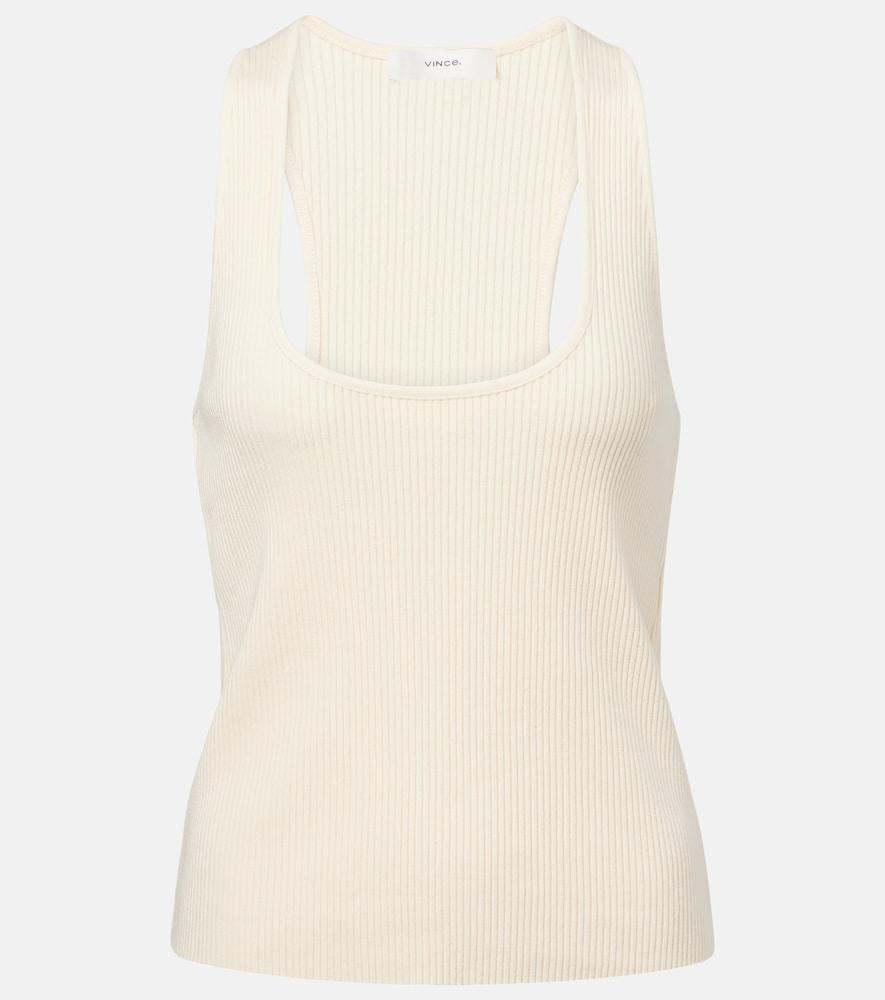 vince ribbed-knit cotton blend top