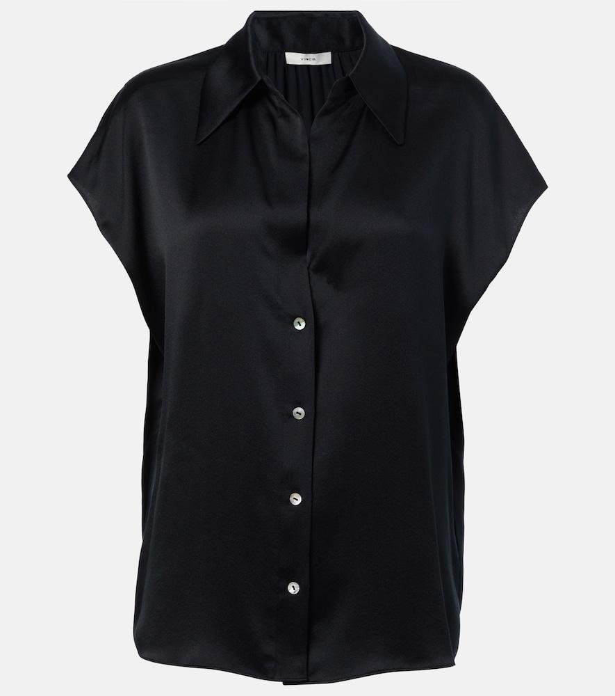 vince ruched silk satin top