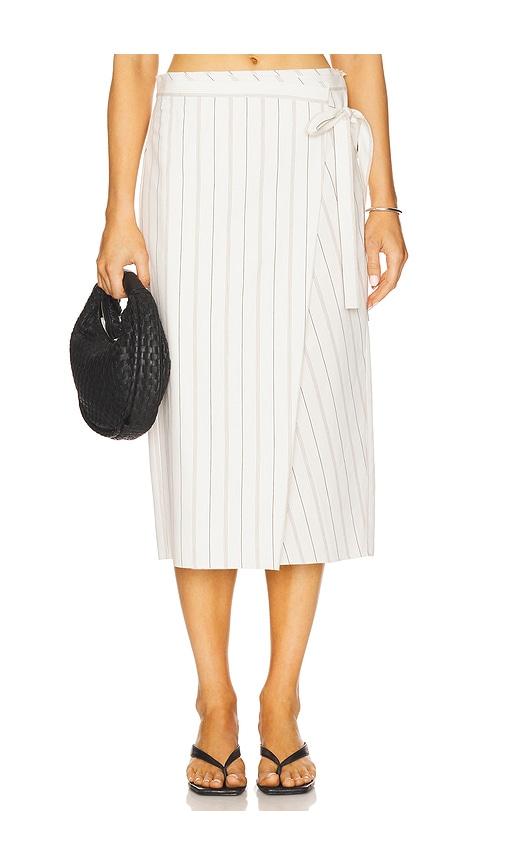 vince seedling stripe wrap skirt in white. - size 12 (also in 14)