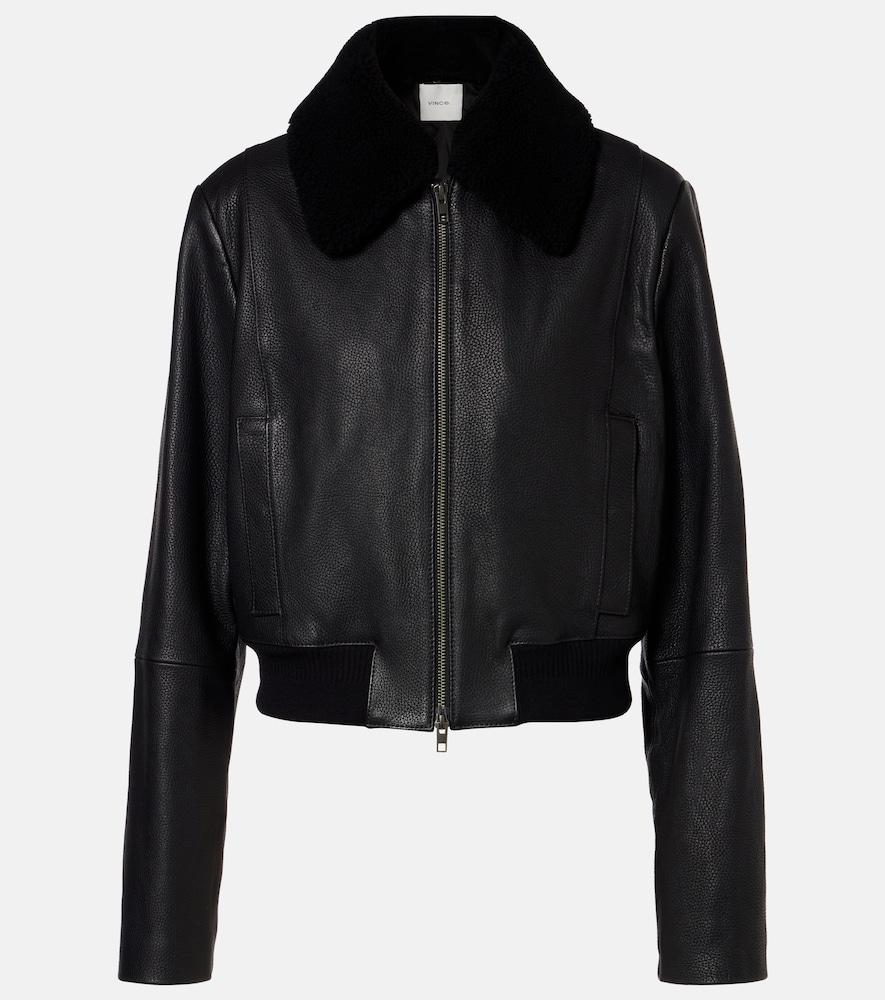vince shearling-trimmed leather jacket