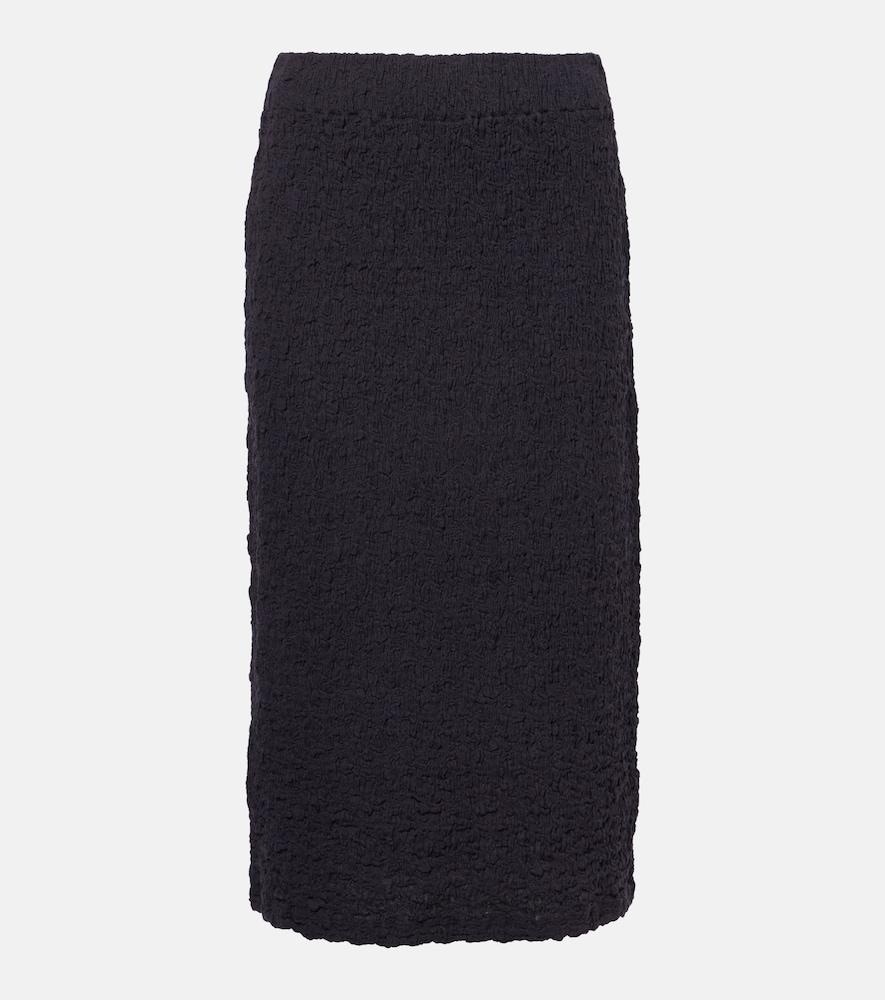 vince smocked cotton-blend midi skirt
