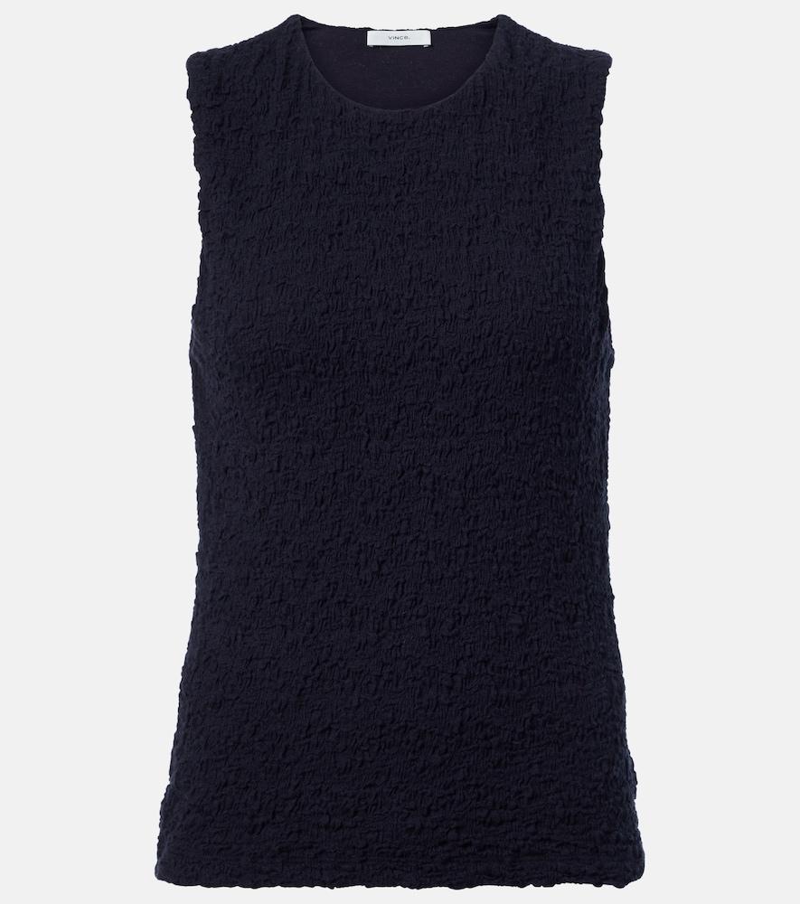 vince smocked cotton-blend top