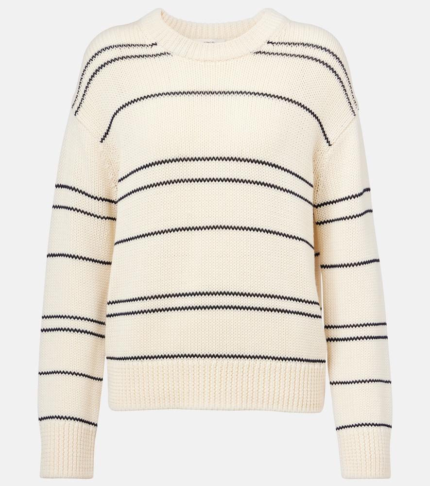 vince striped wool-blend sweater