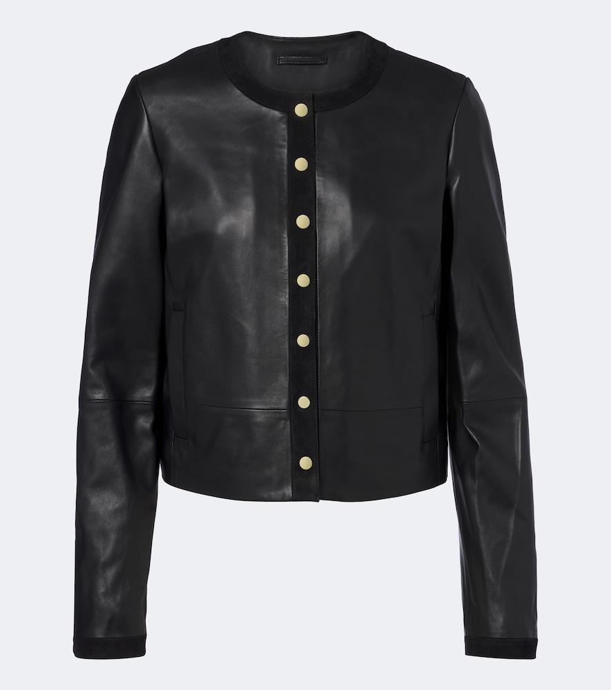 vince suede-trimmed leather jacket
