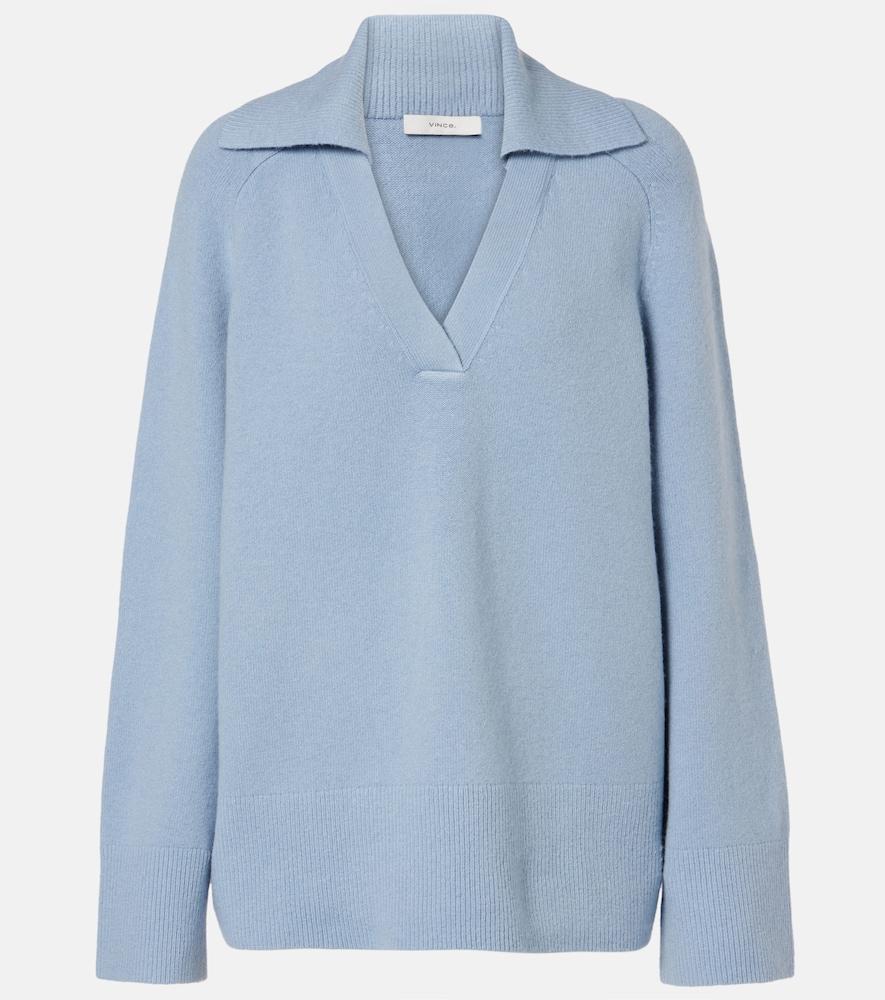 vince wool and cashmere-blend polo sweater