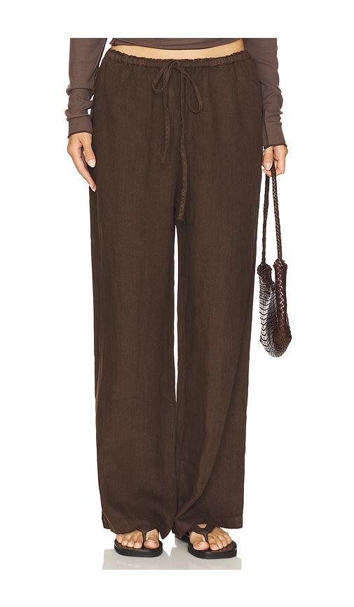 vir vita delphine linen pant in chocolate. - size m (also in s, xs)