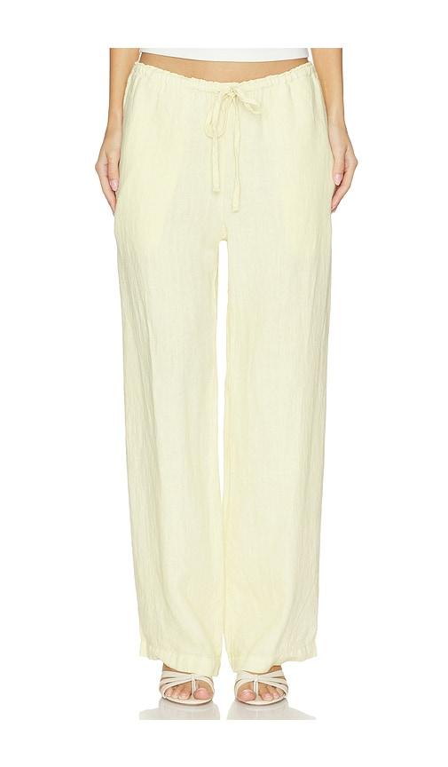 vir vita delphine linen pant in yellow. - size l (also in s, m)