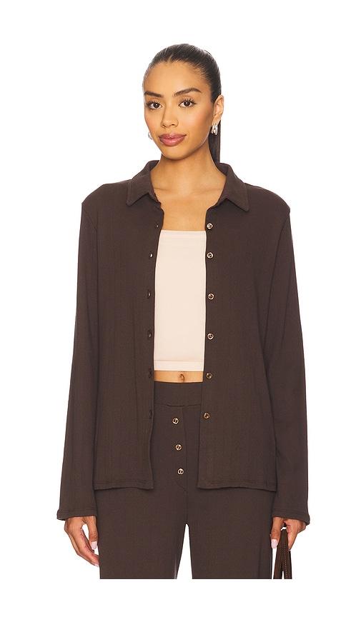 vir vita eloise pointelle shirt in brown. - size s (also in xs)