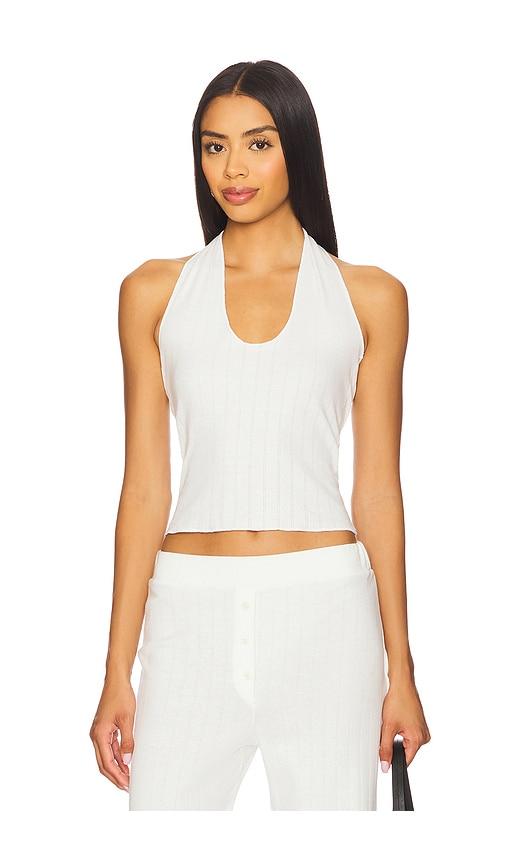 vir vita pointelle halter top in white. - size m (also in s, xs)