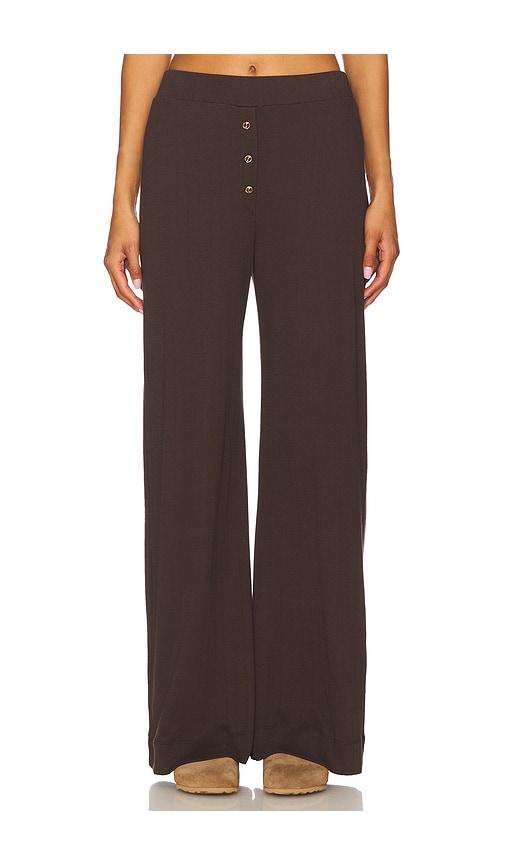 vir vita pointelle lounge pant in chocolate. - size l (also in xs, xl)