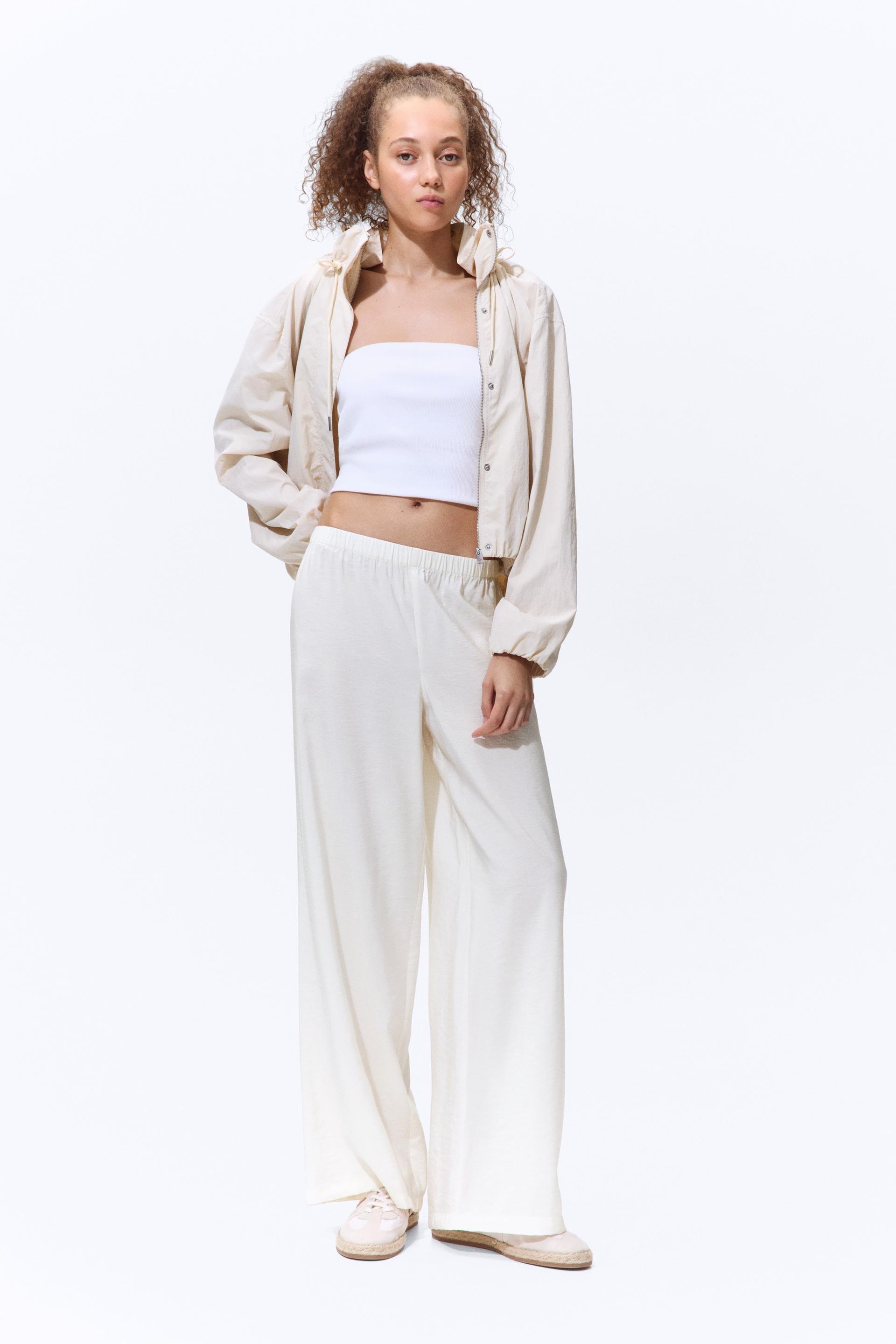 viscose-blend pull-on pants