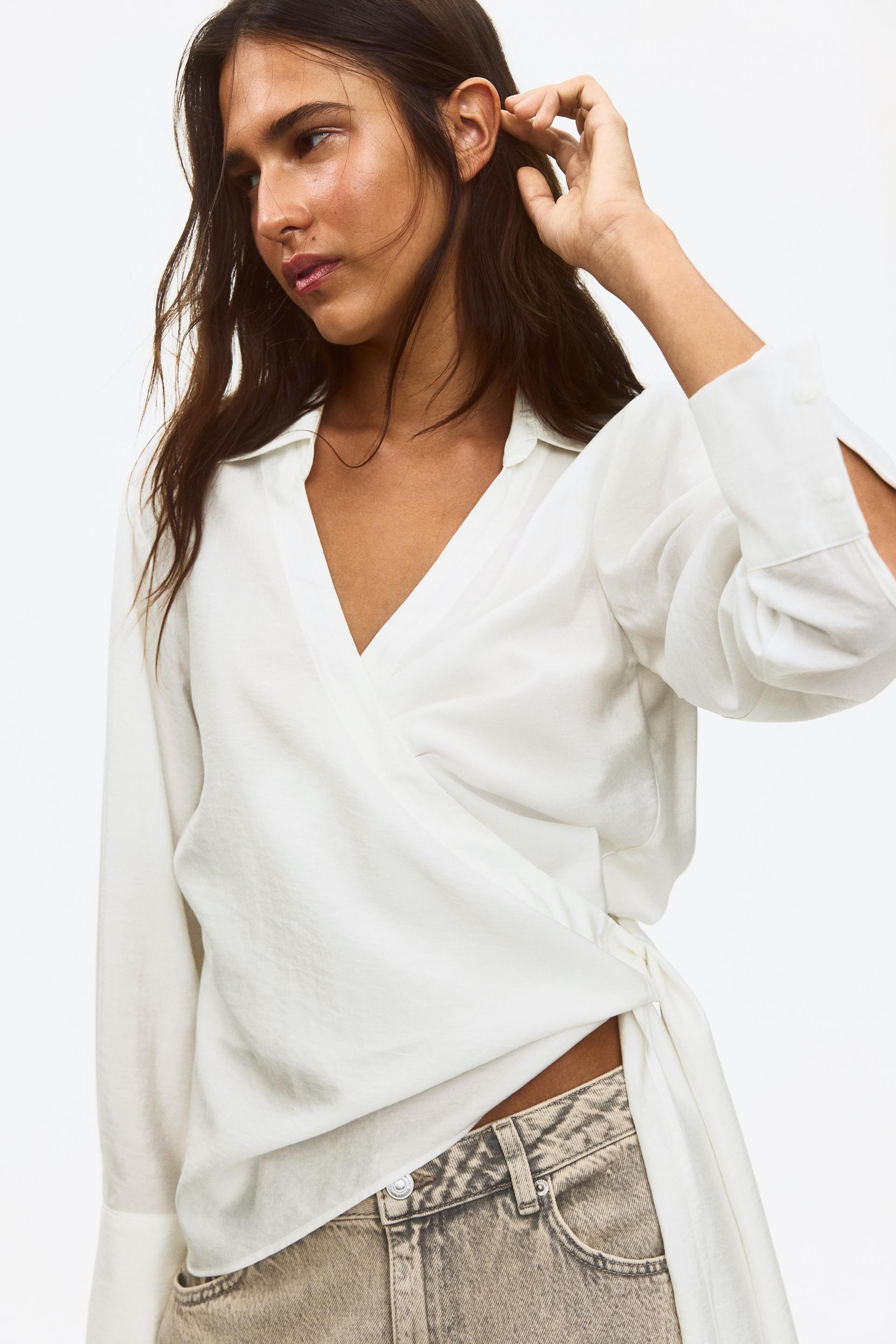 viscose-blend wrap shirt