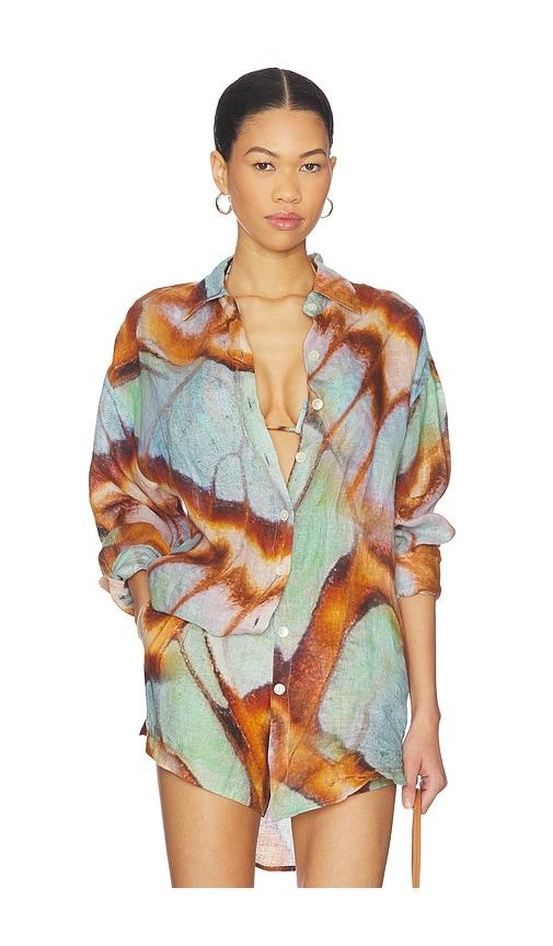 vitamin a playa boyfriend shirt in brown,baby blue. - size m (also in s, xxs, xs)