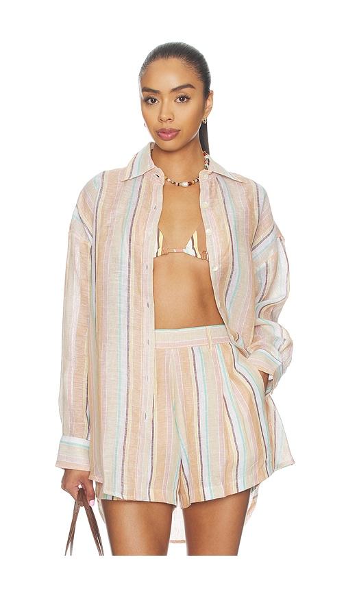 vitamin a playa boyfriend shirt in tan. - size l (also in m, s, xs, xxs)