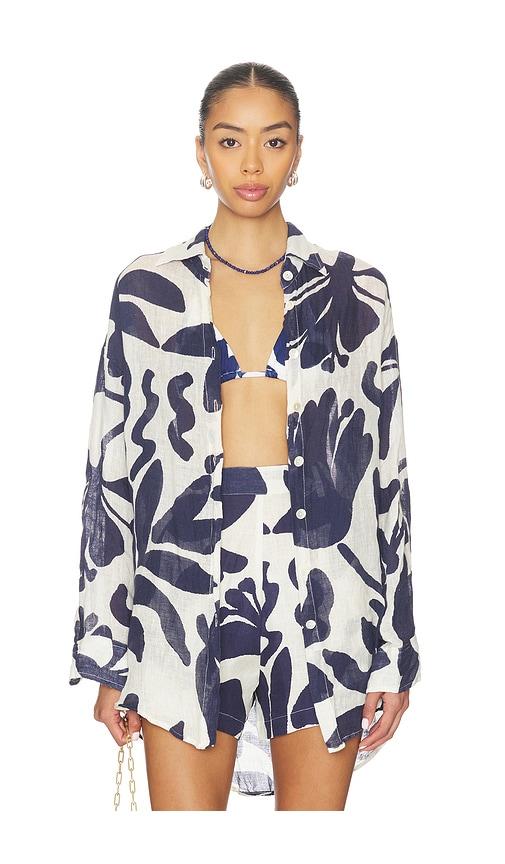 vitamin a playa boyfriend shirt in white,navy. - size l (also in s, m)