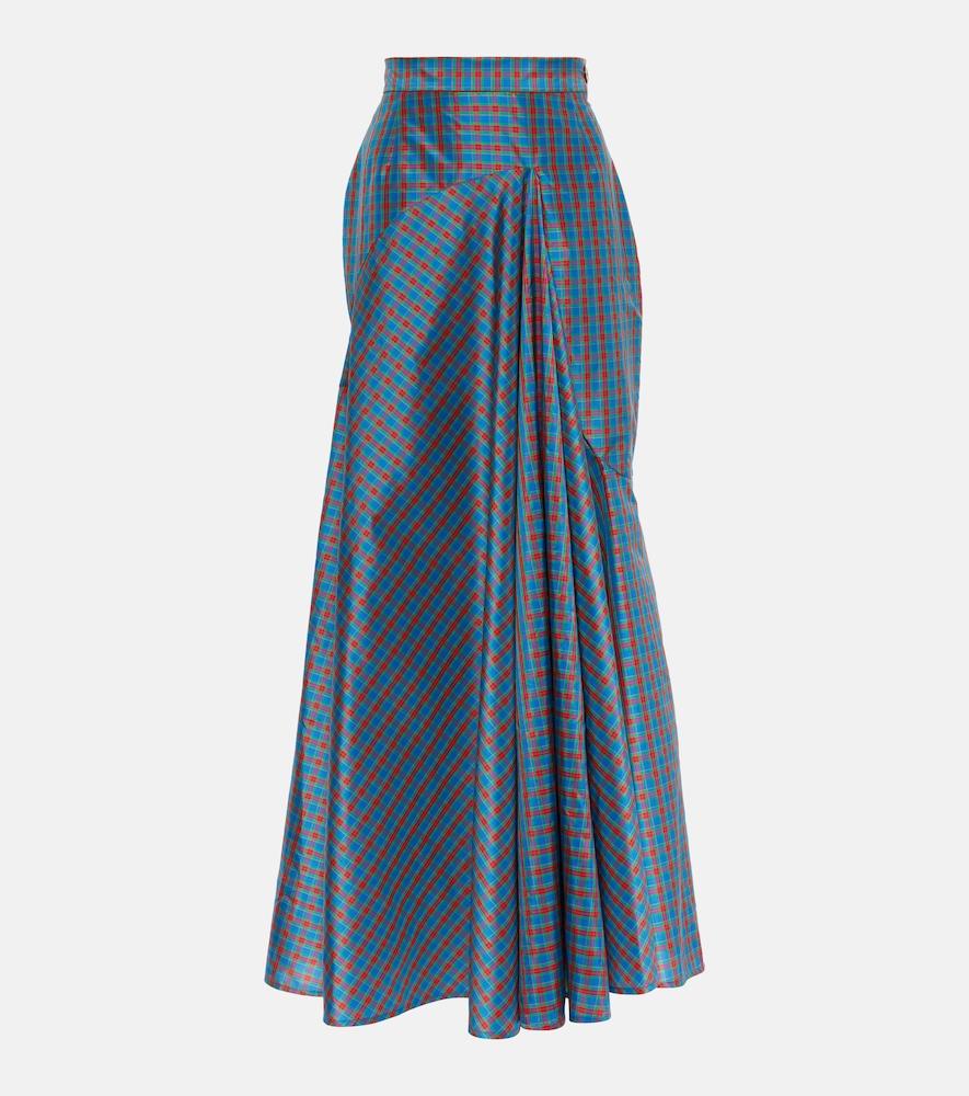 vivienne westwood checked ruffled silk-blend maxi skirt