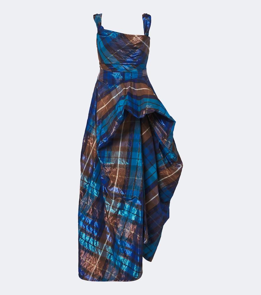 vivienne westwood chichi draped plaid maxi dress