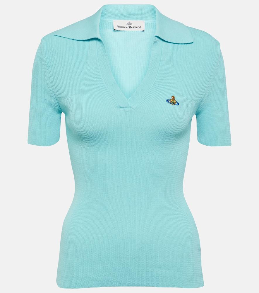 vivienne westwood marina ribbed-knit cotton polo shirt