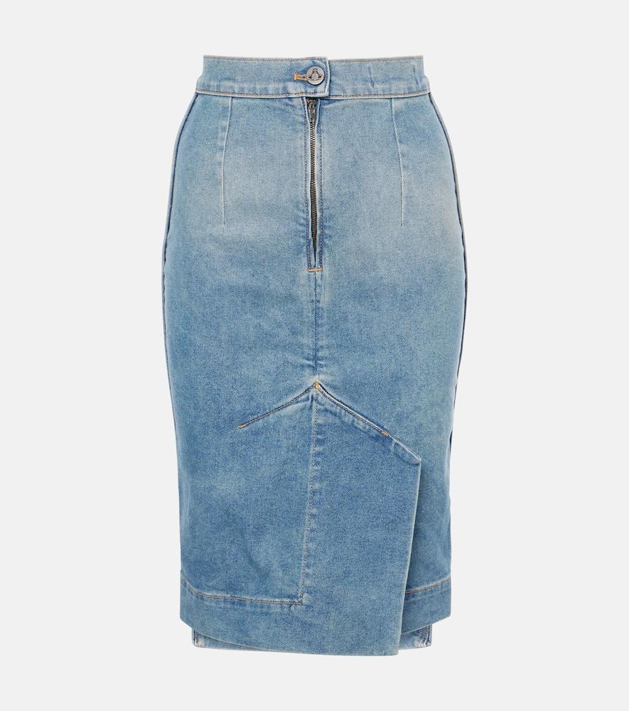 vivienne westwood orb denim pencil skirt