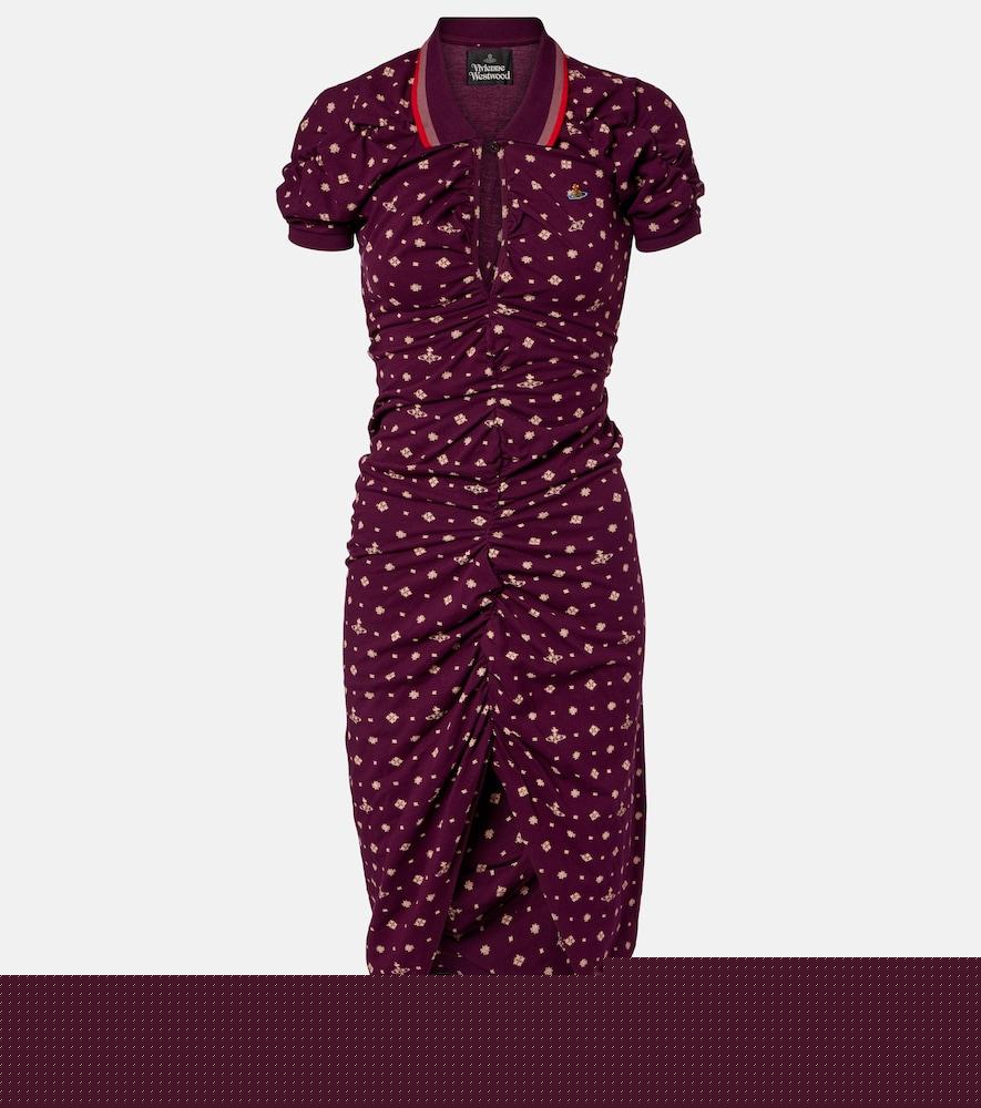 vivienne westwood pulling printed ruched cotton midi dress