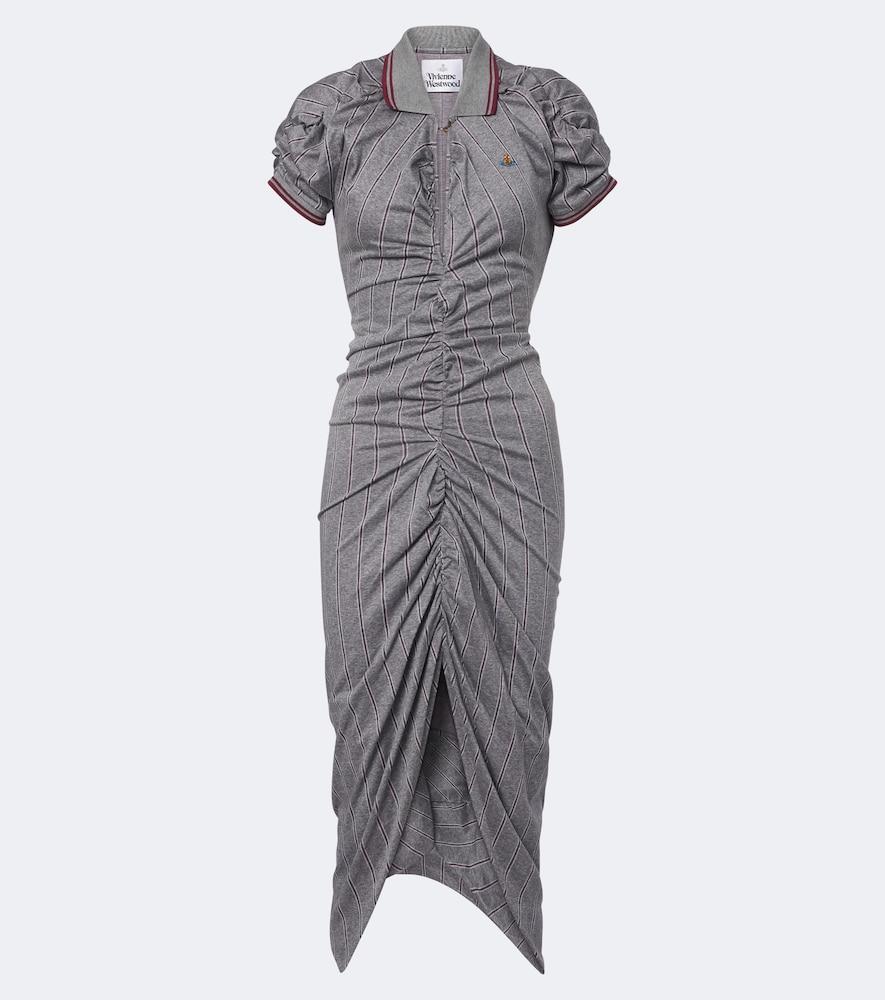 vivienne westwood pulling striped ruched cotton midi dress