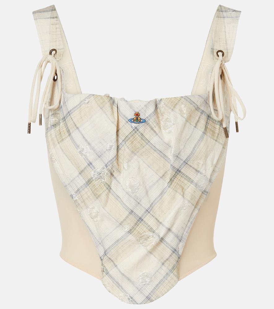 vivienne westwood puppy tartan cotton-blend top